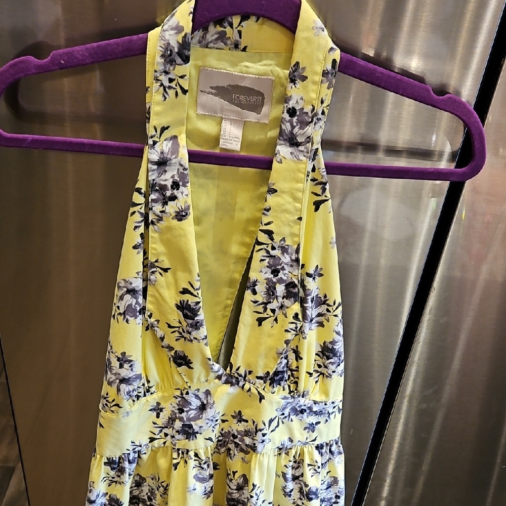 Forever 21 Yellow Floral Halter Dress